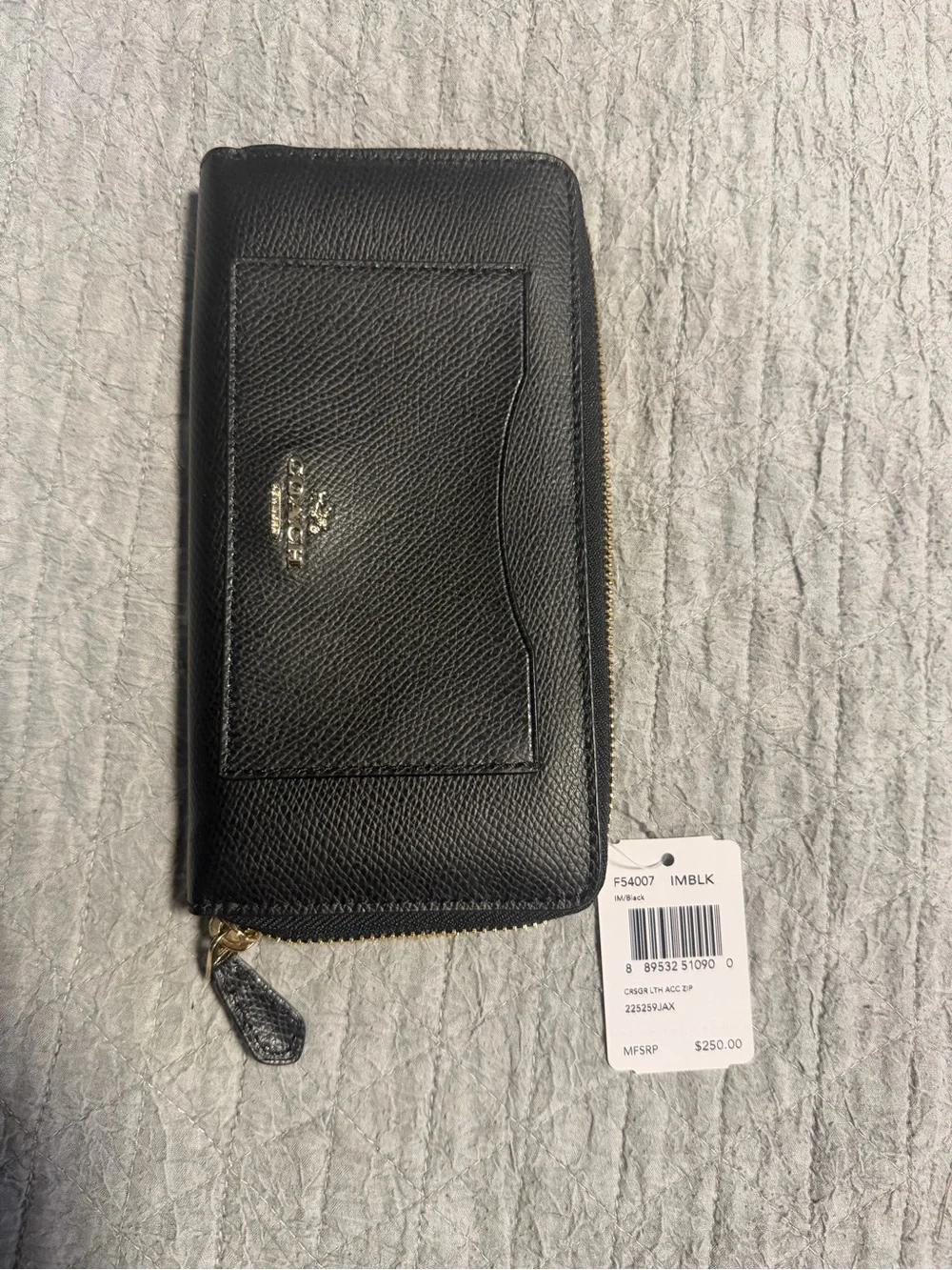 Coach Black Accordion Zip Wallet